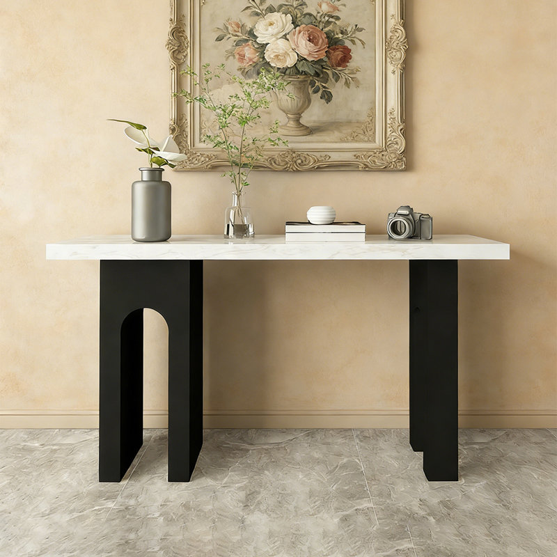 Console en faux marbre, 31.5" H x 62.99" L x 11.81" W