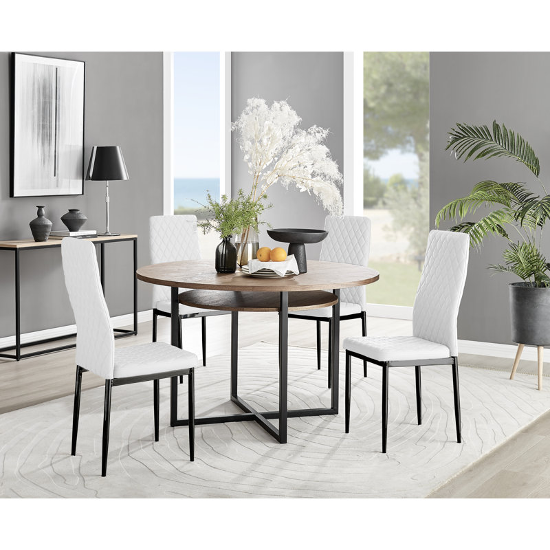 4 - Person Dining Set, White/Black