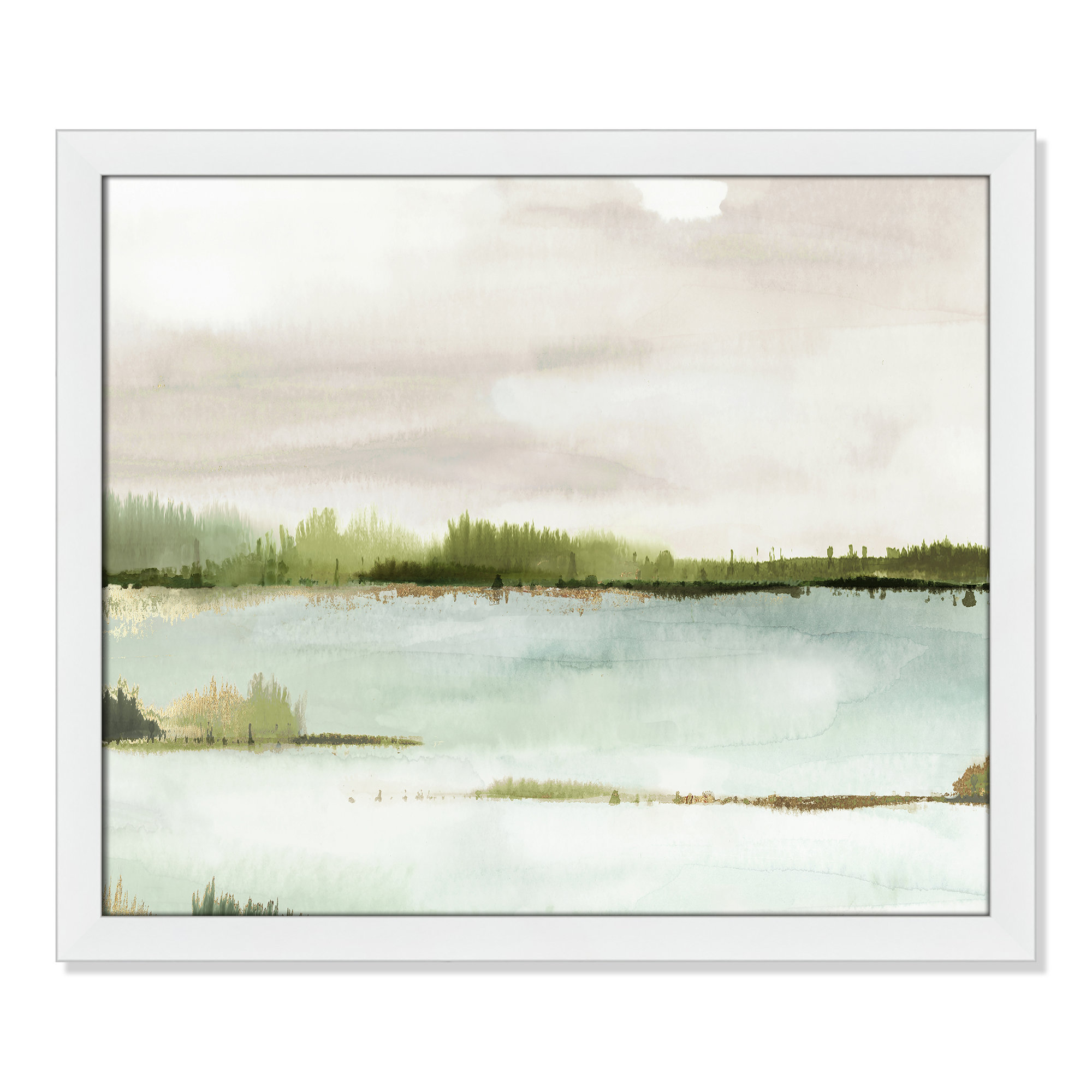 Silent Lake, 22.5" H x 26.5" W x 1.12" D, White Framed