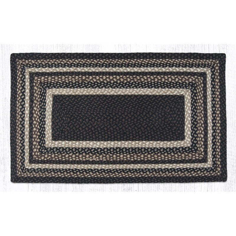  Mocha/Frappuccino Oblong Braided Rug Handwoven Jute, Rectangle 2'3" x 3'9"