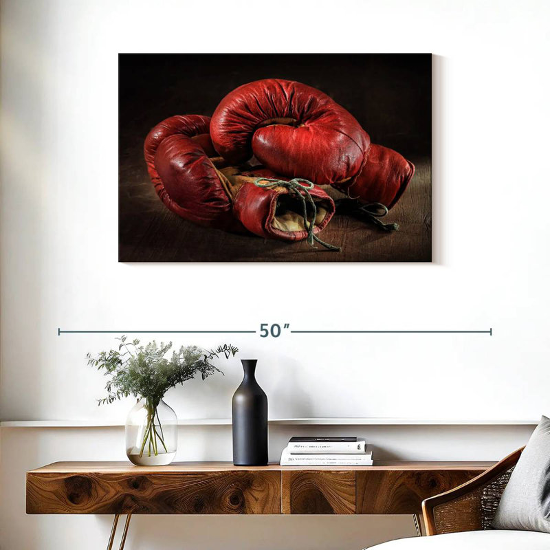Gants de boxe en cuir rouge Sireci, H 24 po x l 36 po
