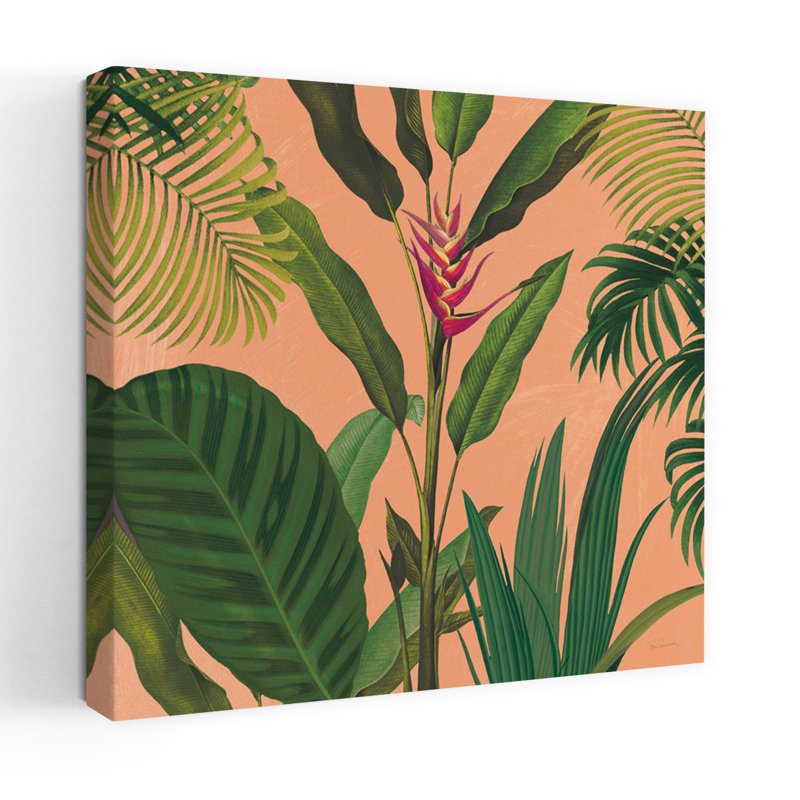 «Dramatic Tropical II», art abstrait de fleurs de palmier bohème, H 18 po x l 18 po