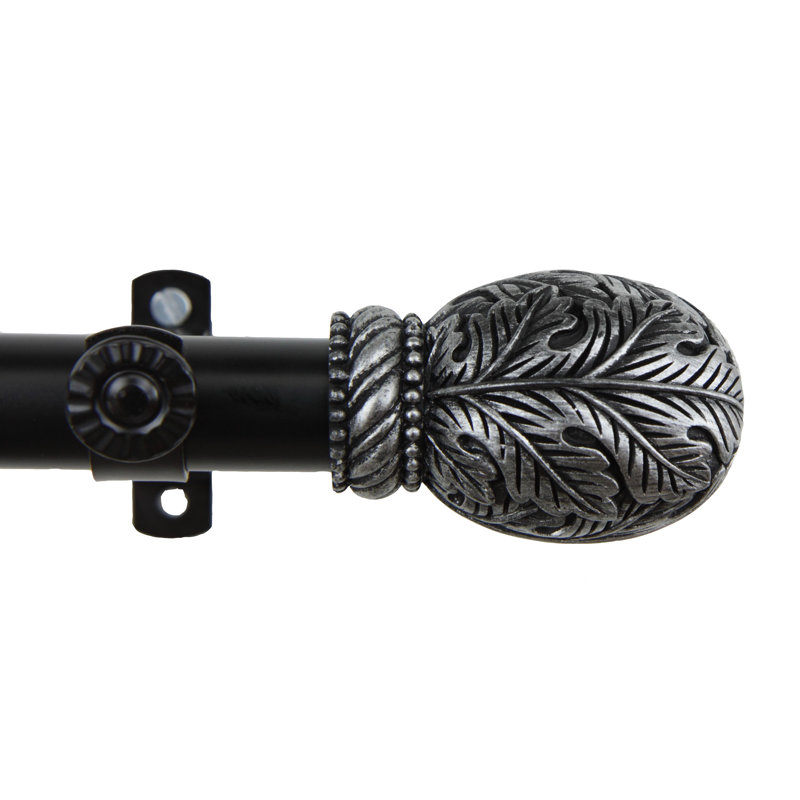 Tringle à rideaux simple à baie vitrée ajustable de 0,81 po à 0,81 po Miah, Noir, 18 po à 28 po (chaque côté)