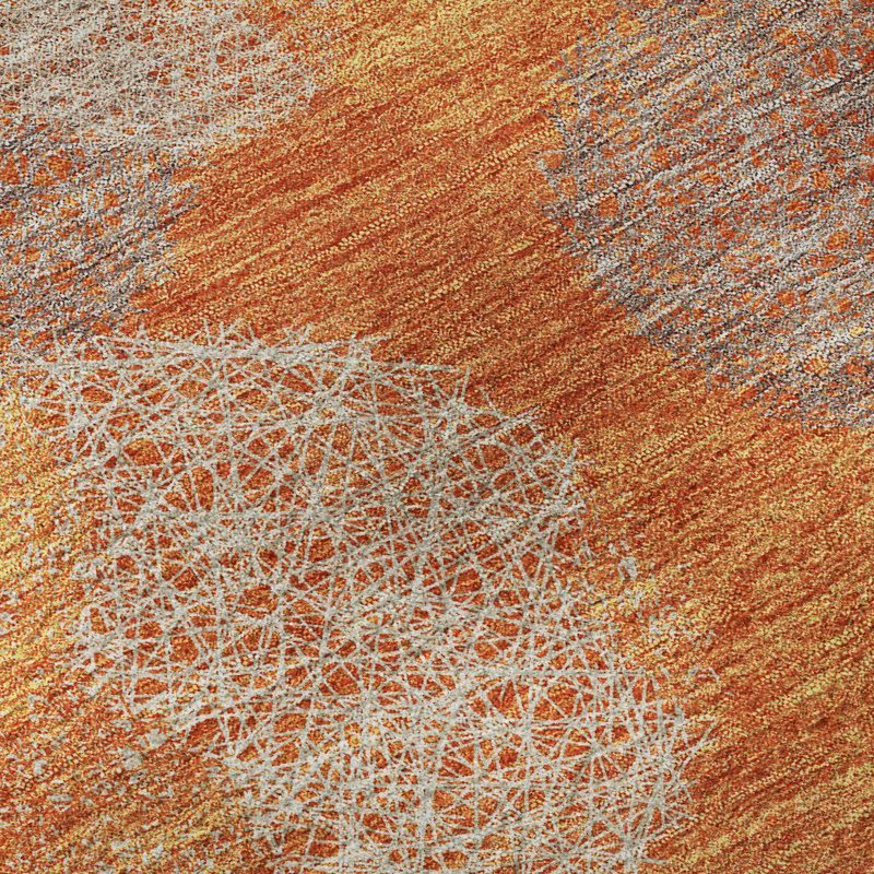 Premium Machine Washable Prisco Orange Rug, Runner 2'3" x 7'6"