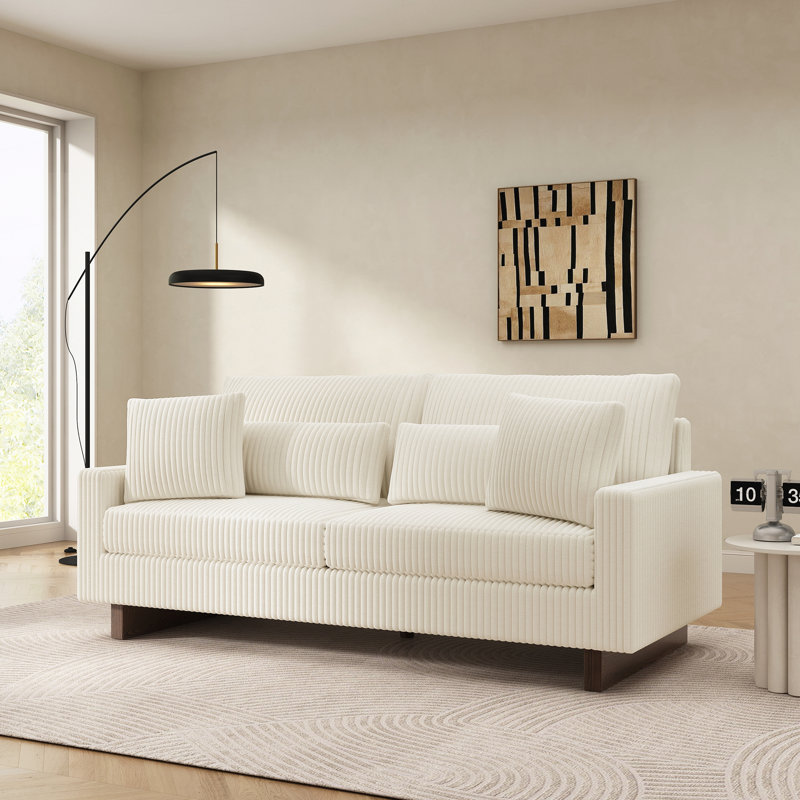 Canapé 80,3 po avec quatre coussins, Beige