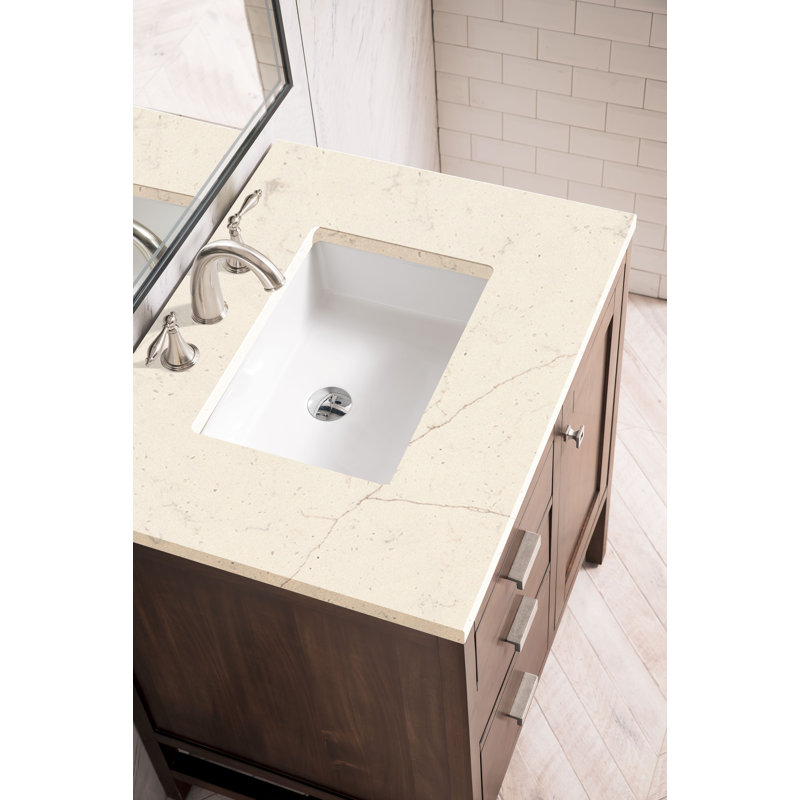 Addison 30'' W Single Vanity, Mid Century Acacia, 8" Widespread, White Zeus