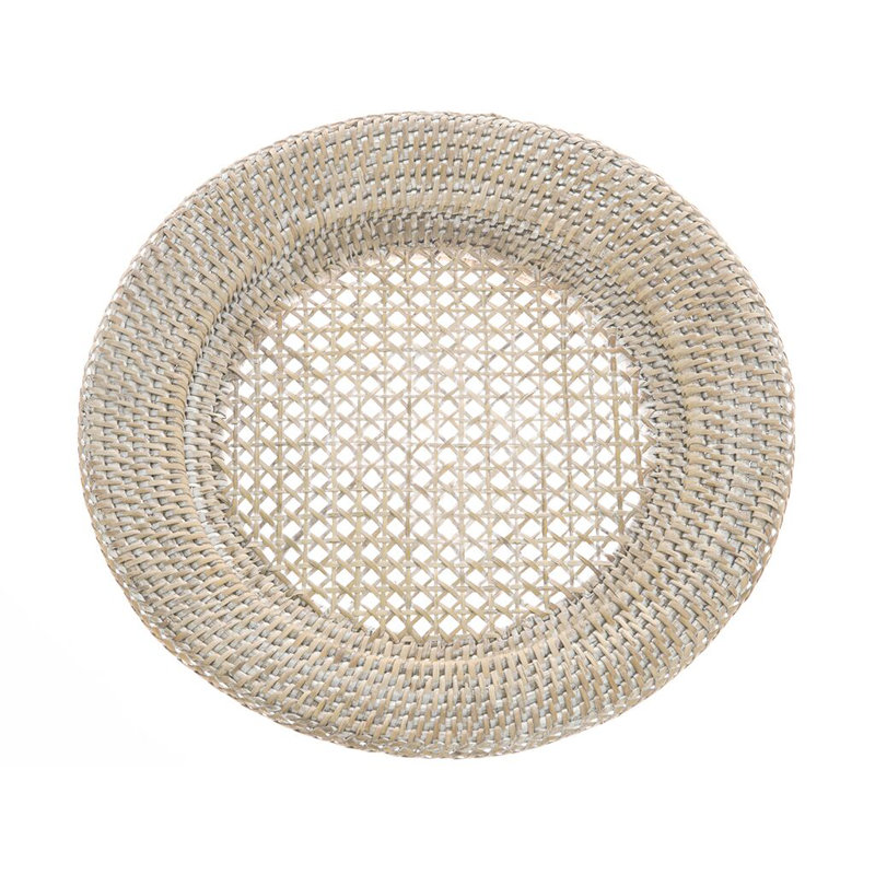 Everard Rattan Solid Colour Charger, White Wash