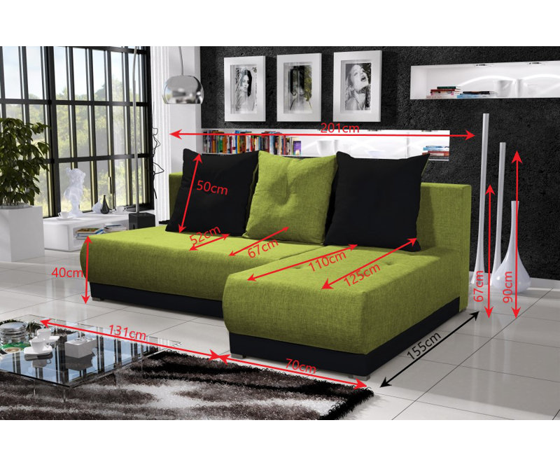 Soizic 3 Seater Corner Sofa , Red/Gray - Neo20/Neo13