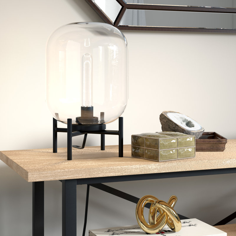 Lampe de table 15 po Danae, Bronze noirci, Transparent / clair