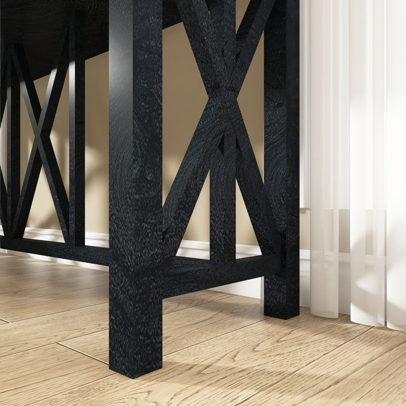 60.1" Modern Console Table With 4 Drawers, Black