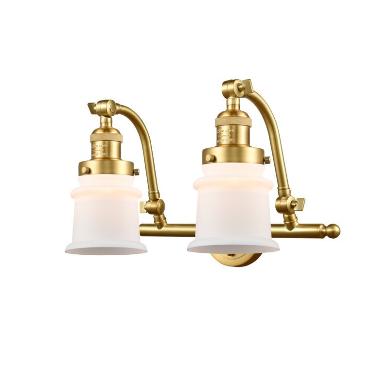 Éclairage pour salle de bain 2 lumières Alexandira, Boîtier blanc mat, Ampoule DEL 6 watts Vinage, Or satiné