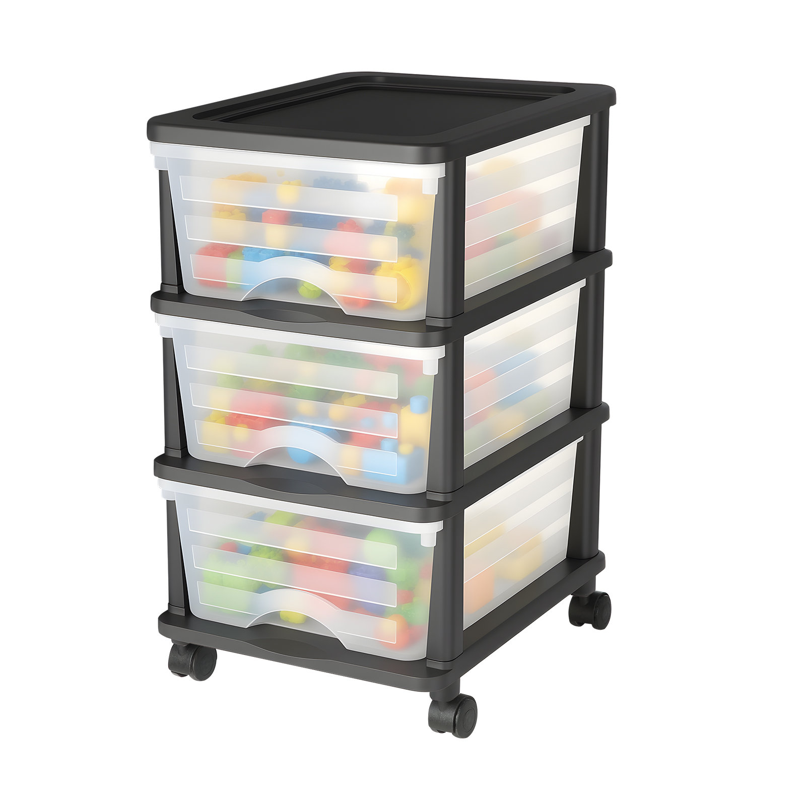 Ebern Designs Plastic Storage Drawers Cart 3 Drawers Rolling Storage Organizer w/ Wheels | Wayfair