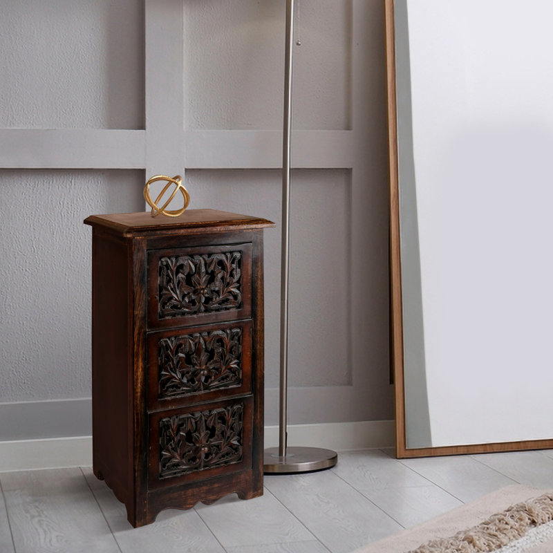 Calliphon 83.82cm W Bedside Table, Dark Brown