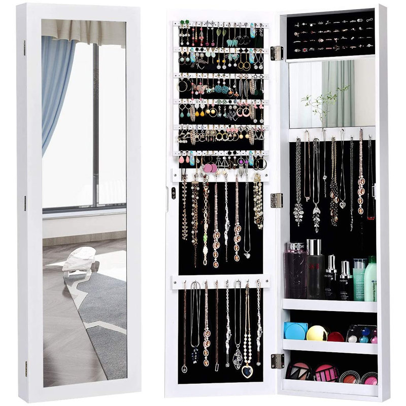 Armoire à bijoux murale avec miroir Gilkey, Blanc