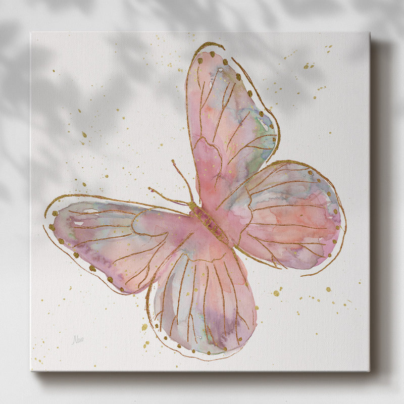 «Blush Butterfly I», reproduction sur toile, H 8 po x l 8 po x P 1,5 po