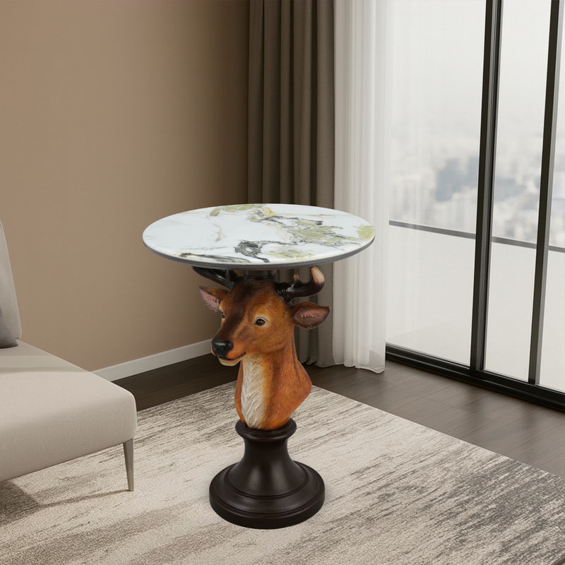 Table d'appoint avec tête de cerf et table d'appoint