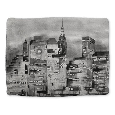 Industrial Cities Gray Braided Placemat - Watercolor Cityscape