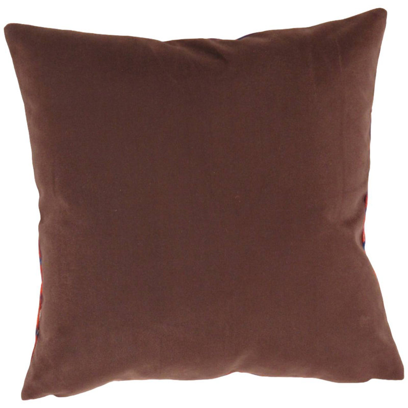 Coussin décoratif en velours, H 16 po x l 16 po, Malibu / beige / bleu / rouille oriental, Carré