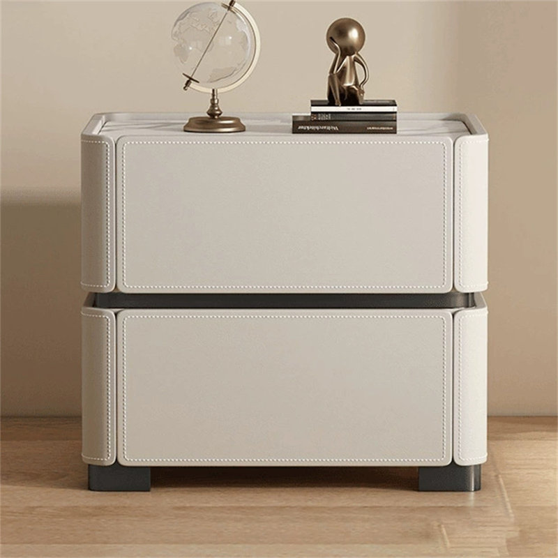 Saddle Leather Luxury 2-Drawer Bedside Table