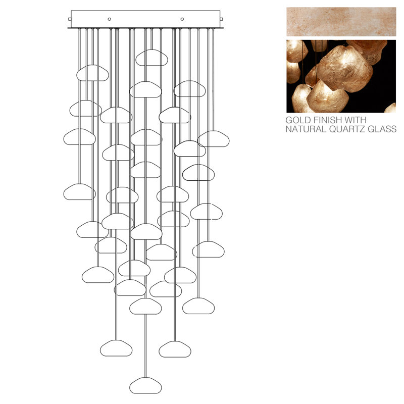 Natural Inspirations 36 - Light Pendant, Gold, Natural Quartz