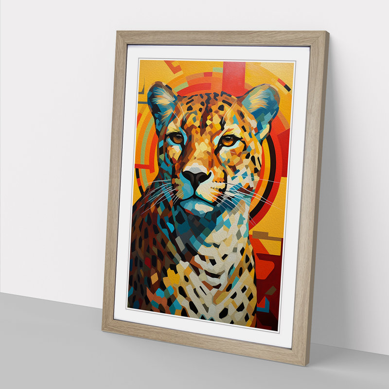 Cheetah Constructivism - Framed Print, Oak Framed, 34cm H x 25cm W x 2cm D