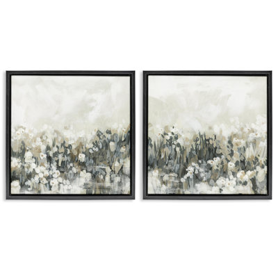 Ensemble de cadres flottants 2 pièces Brushed Flower Meadow Impressions, design par June Erica Vess