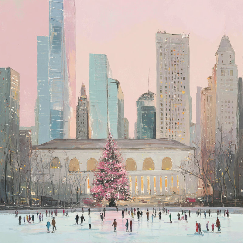 Art mural sur toile Central Central Winter Skaters, 40 po x 40 po