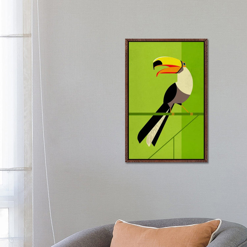 Tucan by Dieter Braun - Print on Canvas, 66.04 cm H x 45.72 cm W, Classic Brown Wood Framed