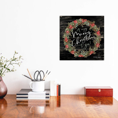 A Very Merry Christmas Wreath by Cindy Jacobs - Wrapped Canvas Print