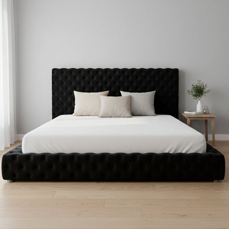 Upholstered Bed, Black, Super King (6')