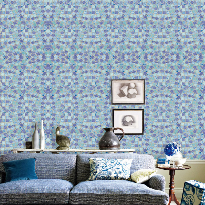 Rouleau de papier peint adhésif mauve, bleu, vert L 18 pi x l 18 po