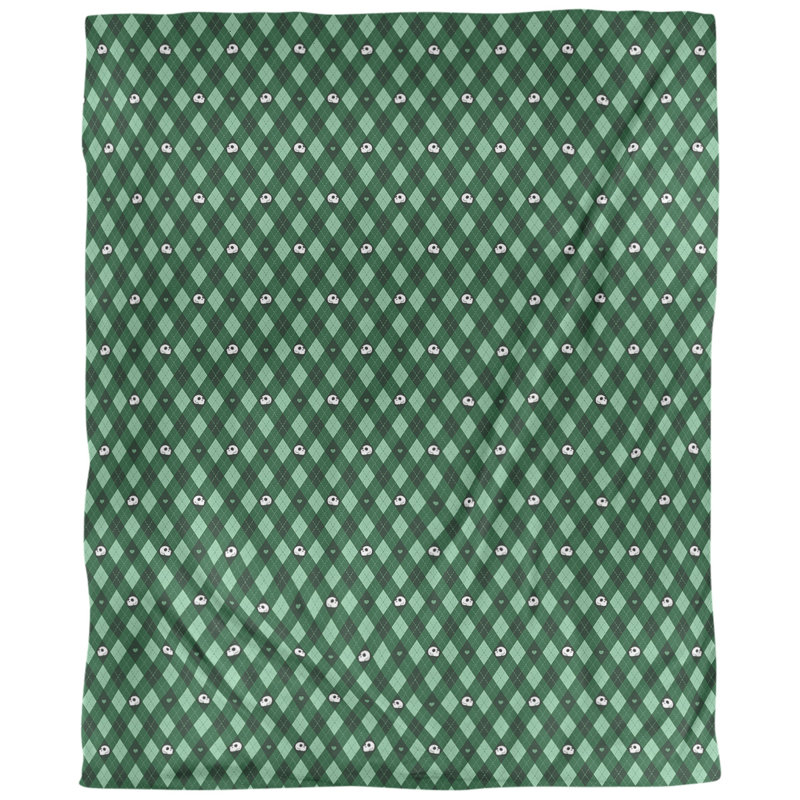 Tissu de crâne argyle, Vert, L 58 po x l 36 po, Sergé de coton