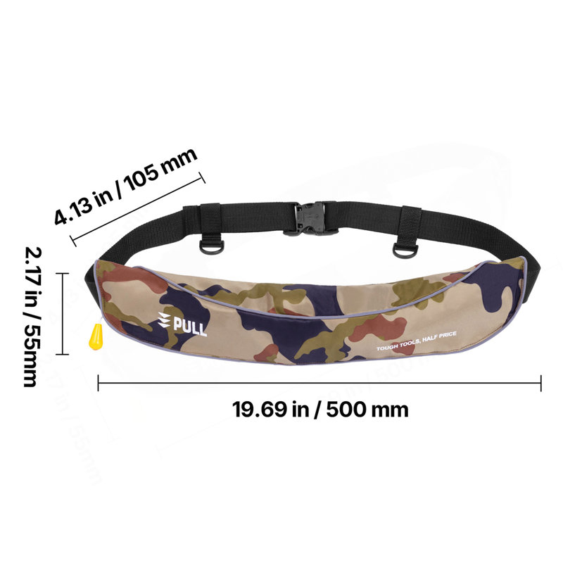 Ceinture gonflable manuelle pour adultes avec bouteille de gaz à effet de serre (PFD) verte non incluse, Vert
