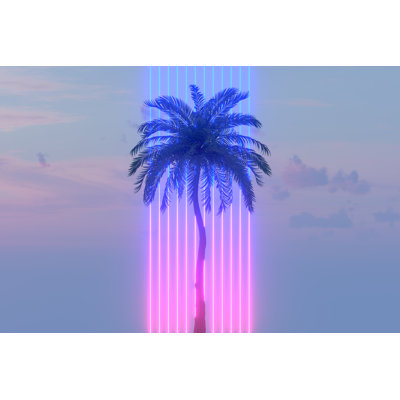 Neon Lightning 1 Piece Wrapped Canvas Wall Art
