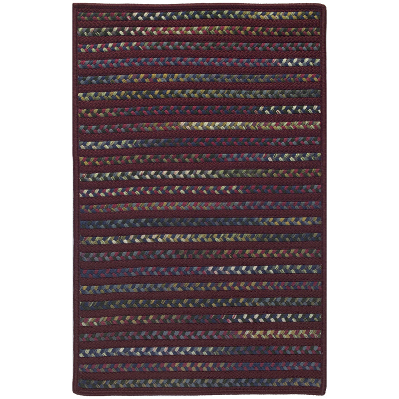 Tapis rouge / bleu / vert tressé Donnay, Rectangle de 10 pi x 14 pi