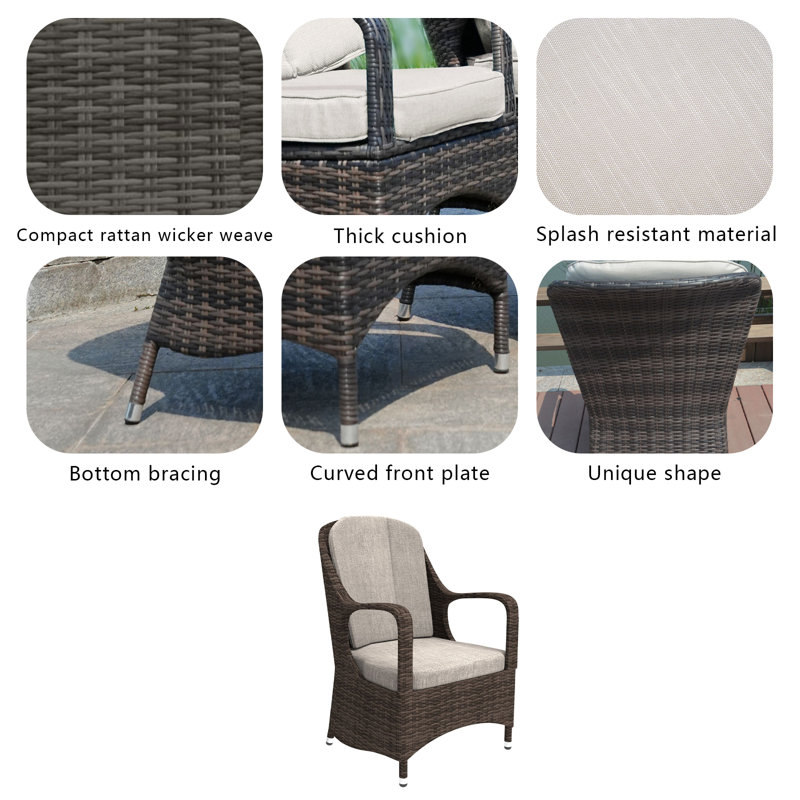 Emilie Premium All-Weather Wicker Outdoor Dining Armchair with Cushion
