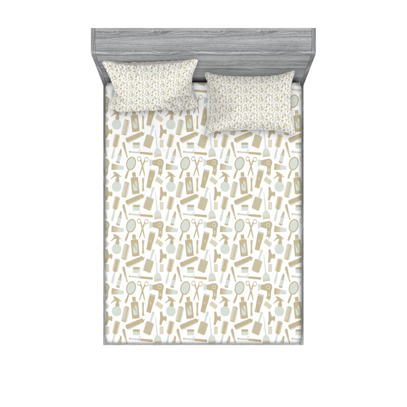 Drap-housse et coussin décoratif de couleur neutre Ambesonne, bleu sarcelle pâle et sépia pâle