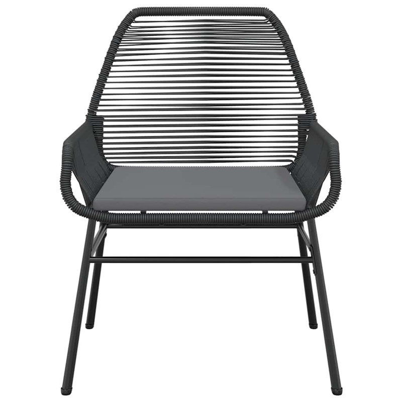 Patio Dining Set With Cushions Poly Rattan Glass, 29.1" H x 31.5" W x 31.5" L, 2, Black/Black