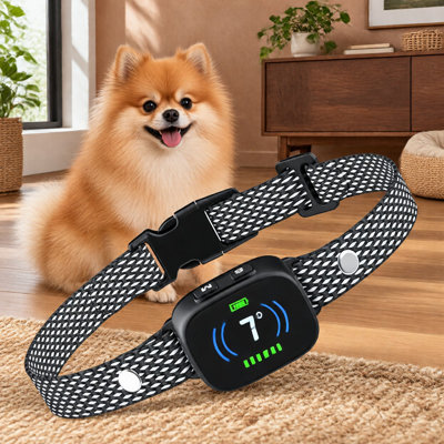 For small to medium dogs, this waterproof rechargeable smart training collar helps manage barking through beep-and-vibration operation with adjustable sensitivity.