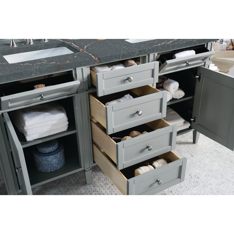 Ensemble de meuble-lavabo double 60 po Dussault, Gris urbain, Fantôme, 8 po