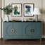 Buffet 60 po en grain de bois italien de luxe, crédence ronde à 4 portes en relief pour le buffet, console de vestibule moderne avec poignées en métal doré