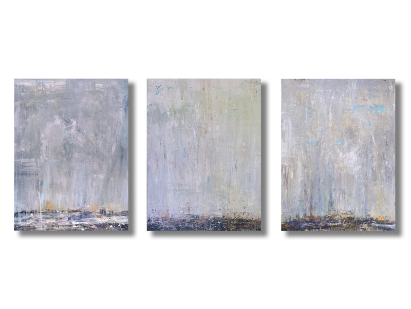 Blue Rain Print by John Beard, Black Floater Framed, 20" H x 24" W x 3" D