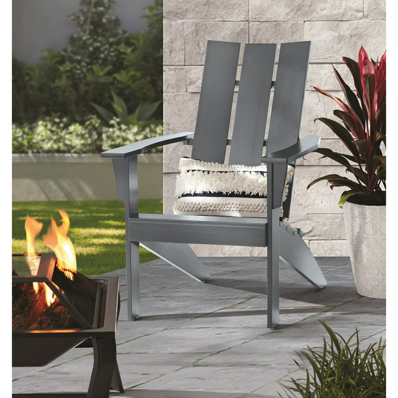 Aashis Wood Outdoor Lounge Chair, Gray