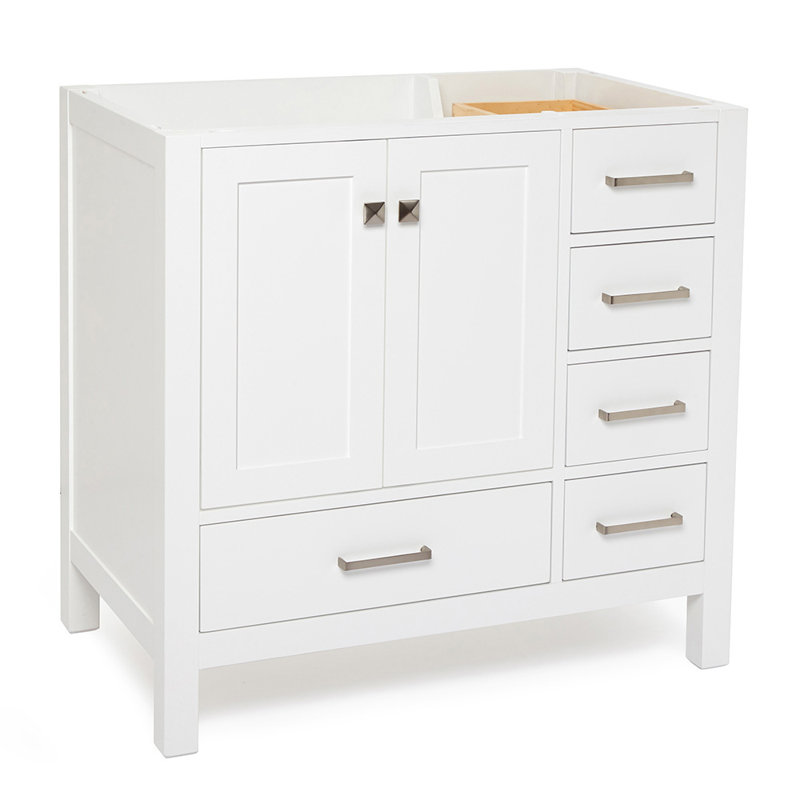 Cambridge Left Offset 36" Single Bathroom Vanity Base Only, White
