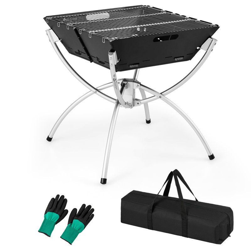 Nihasvi Square Aluminium Smokeless Fire Pit, Black/Silver