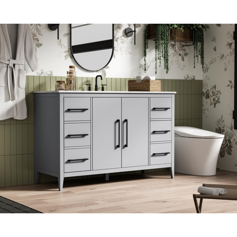 54 Inch Single Bathroom Vanity, Gray