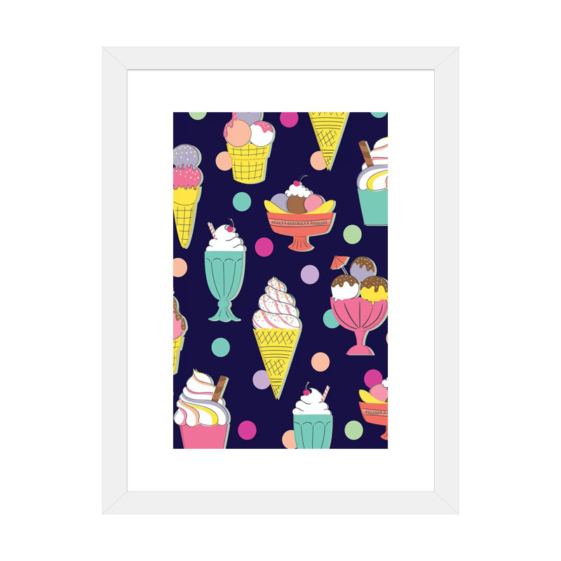 «Candy Land» par Caroline Alfreds - impression d'art graphique, H 32 po x l 24 po x P 1 po, Papier encadré blanc, Blanc