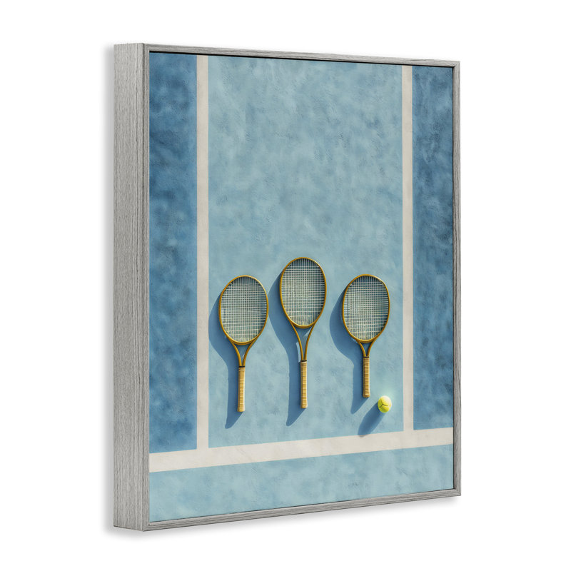 Trio de raquettes de tennis, estampe numérique, design par Franklyn Gregory, H 14 po x l 11 po, Estampe numérique Farmhouse