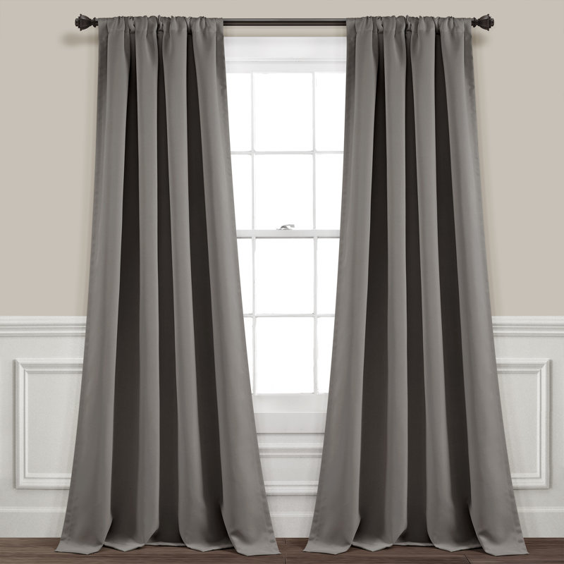 Paire de rideaux occultant de couleur unie avec passe-tringle, l 52" x L 84", Gris foncé