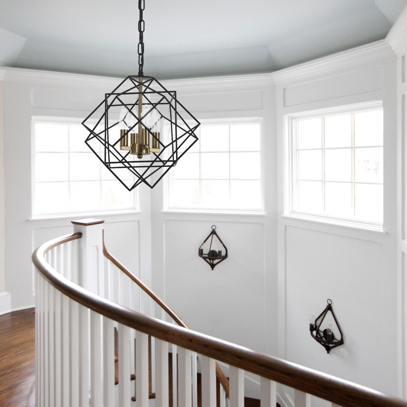 4 - Light Dimmable Geometric Chandelier